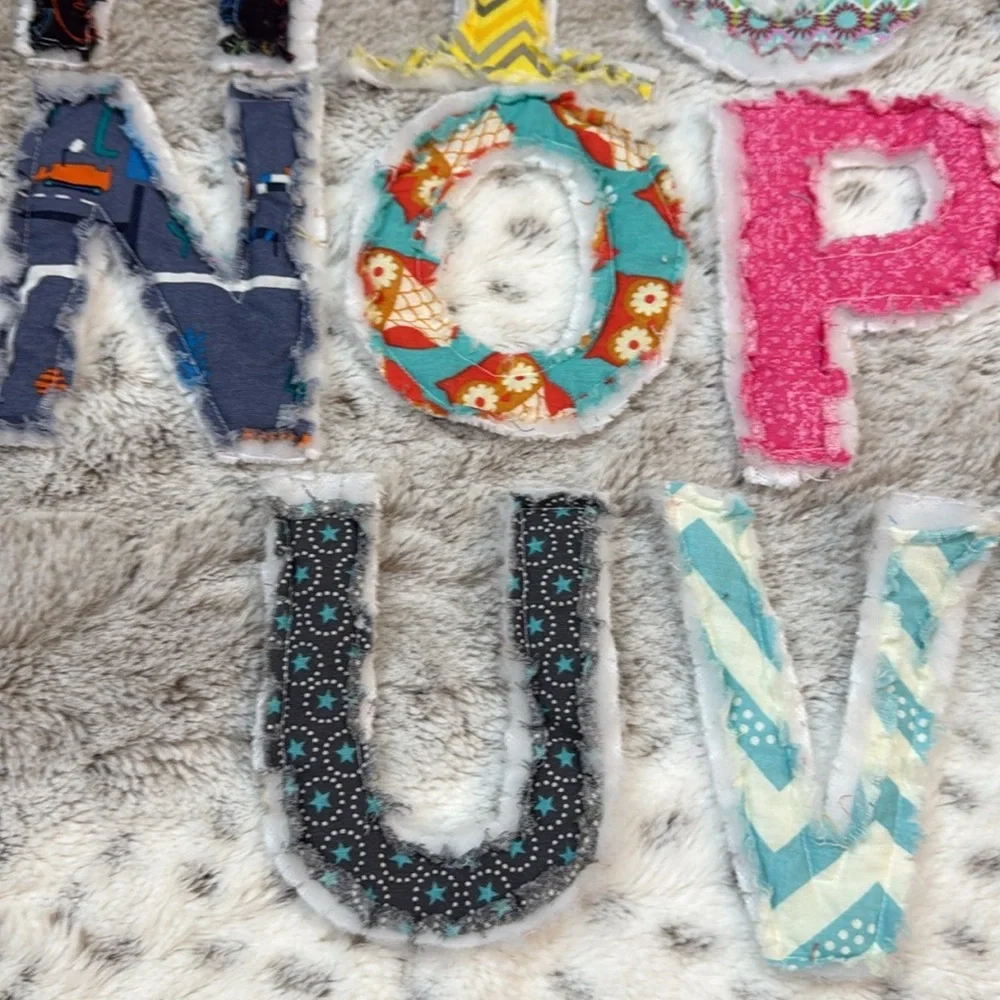 Handmade colorful fabric alphabet letters terrycloth educational sensory toys